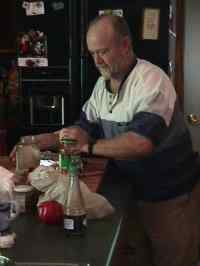 George, finishing the preparation of a meal...